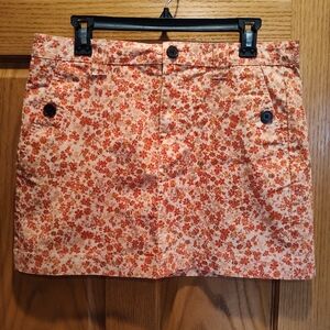 Wild Fable Floral Orange Mini Skirt with Button Details, Adjustable Waist